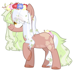 Size: 2331x2248 | Tagged: safe, alternate version, artist:m-00nlight, oc, oc only, species:earth pony, species:pony, commission, female, floral head wreath, flower, mare, simple background, solo, transparent background