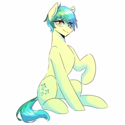 Size: 1250x1250 | Tagged: safe, artist:seamaggie, character:sandbar, species:earth pony, species:pony, eye clipping through hair, male, simple background, sitting, solo, white background