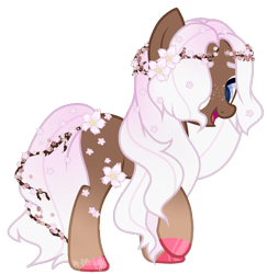 Size: 1280x1318 | Tagged: safe, artist:m-00nlight, oc, species:earth pony, species:pony, female, flower, flower in hair, mare, simple background, solo, transparent background