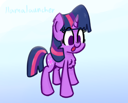 Size: 2676x2160 | Tagged: safe, artist:llamalauncher, character:twilight sparkle, character:twilight sparkle (unicorn), species:pony, species:unicorn, chest fluff, female, simple background, solo, tongue out