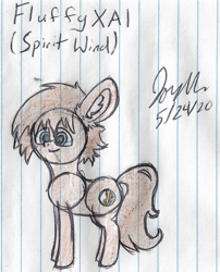 Size: 1680x2076 | Tagged: safe, artist:mlplayer dudez, oc, oc only, oc:spirit wind, species:earth pony, species:pony, colored, ear fluff, happy, signature, sketch, smiling, solo, traditional art