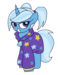 Size: 3000x3900 | Tagged: safe, artist:coaldustthestrange, character:trixie, species:pony, species:unicorn, babysitter trixie, clothing, female, pigtails, simple background, solo, sweater, transparent background