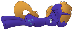 Size: 2014x844 | Tagged: safe, artist:reconprobe, oc, oc:snap feather, oc:star bright, species:pony, species:unicorn, butt, duo, giant pony, giant/tiny, macro, male, micro, plot, simple background, size difference, sleeping, stallion, transparent background