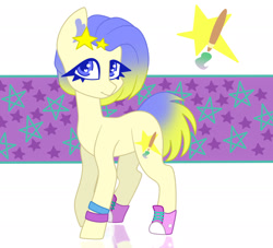 Size: 2200x2000 | Tagged: safe, artist:irinamar, oc, oc only, unnamed oc, species:earth pony, species:pony, clothing, female, looking at you, mare, multicolored hair, shoes, smiling, solo, wristband