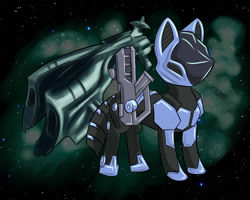 Size: 800x640 | Tagged: safe, artist:stigma-photon, armor, crossover, dust 514, eve online, gallente, megathron, ponified, spaceship