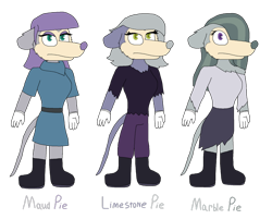 Size: 1280x1030 | Tagged: safe, artist:alexeigribanov, character:limestone pie, character:marble pie, character:maud pie, species:anthro, mouse, mousified, simple background, transparent background