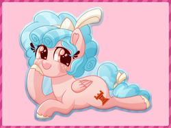 Size: 2000x1500 | Tagged: safe, alternate version, artist:fannytastical, character:cozy glow, species:pegasus, species:pony, cozybetes, cute, female, filly, foal, heart eyes, merchandise, preorder, prone, smiling, solo, wingding eyes