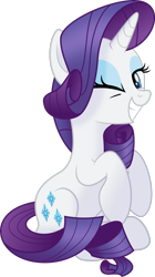 Size: 1280x2278 | Tagged: safe, artist:negatif22, character:rarity, species:pony, species:unicorn, .svg available, cute, female, grin, looking at you, mare, one eye closed, raribetes, simple background, sitting, smiling, smiling at you, solo, transparent background, vector, wink, winking at you