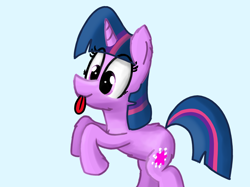 Size: 2830x2120 | Tagged: safe, artist:llamalauncher, character:twilight sparkle, character:twilight sparkle (unicorn), species:pony, species:unicorn, female, mare, rearing, solo, tongue out