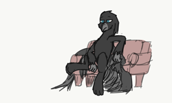Size: 1400x839 | Tagged: safe, artist:somber, oc, species:griffon, beak, colored, couch, furniture, griffon oc, lonely, male, sad, sitting, solo