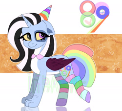 Size: 2200x2000 | Tagged: safe, artist:irinamar, oc, oc only, species:alicorn, species:pony, adoptable, auction, auction open, clothing, pale belly, reflection, simple background, socks, solo, striped socks, white background