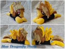 Size: 900x675 | Tagged: safe, artist:bluedragonflyplush, species:pegasus, species:pony, alex gaskarth, all time low, clothing, commission, irl, male, photo, plushie, ponified, prone, shirt, solo, stallion, t-shirt, tail feathers, wings