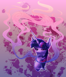 Size: 3000x3500 | Tagged: safe, artist:spirit-fire360, character:twilight sparkle, character:twilight sparkle (unicorn), species:pony, species:unicorn, abstract background, bust, female, highlight sparkle, portrait, smoking, solo