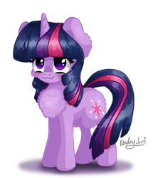 Size: 1600x1800 | Tagged: safe, artist:kindny-chan, character:twilight sparkle, species:pony, species:unicorn, blushing, cheek fluff, chest fluff, cute, ear fluff, female, simple background, solo, twiabetes, white background