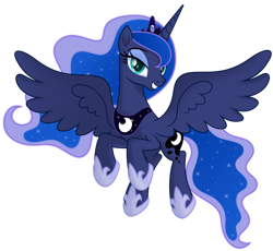 Size: 1280x1180 | Tagged: safe, artist:negatif22, character:princess luna, species:alicorn, species:pony, .svg available, cute, female, flying, looking at you, lunabetes, mare, simple background, smiling, solo, spread wings, transparent background, vector, wings