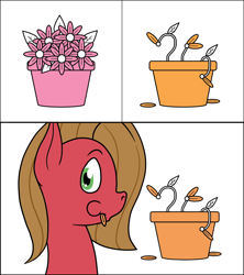 Size: 1280x1440 | Tagged: safe, artist:bingodingo, oc, oc only, oc:pun, species:pony, ask pun, ask, flower, herbivore, horses doing horse things, solo