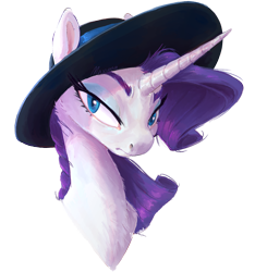 Size: 1942x2075 | Tagged: safe, artist:maxiima, character:rarity, species:pony, species:unicorn, g4, bust, cheek fluff, chest fluff, clothing, female, hat, mare, neck fluff, portrait, simple background, solo, transparent background