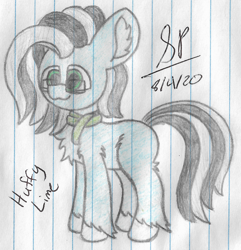 Size: 1844x1916 | Tagged: safe, artist:mlplayer dudez, oc, oc only, species:earth pony, species:pony, g4, :3, chest fluff, clothing, colored, cute, ear fluff, fluffy, glasses, happy, leg fluff, scarf, signature, smiling, solo, standing, traditional art