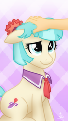 Size: 1080x1920 | Tagged: safe, artist:whitequartztheartist, character:coco pommel, species:human, species:pony, g4, cocobetes, cute, dawwww, floppy ears, petting