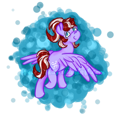 Size: 2449x2449 | Tagged: safe, artist:twilightcomet, oc, oc only, oc:cherry crescent, oc:ruby perl, species:pegasus, species:pony, g4, blue eyes, female, looking at you, looking back, looking back at you, mare, pegasus oc, ponytail, purple, red mane, shading, simple background, smiling, solo, standing, transparent background, white mane, wings