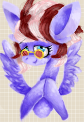 Size: 878x1272 | Tagged: safe, artist:twilightcomet, oc, oc only, oc:ruby perl, species:pegasus, species:pony, g4, bust, eyelashes, female, glasses, mare, pegasus oc, smiling, solo, wings
