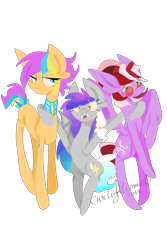 Size: 2000x3000 | Tagged: safe, artist:twilightcomet, oc, oc only, oc:autumn equinox, oc:flicker flash, oc:ruby perl, species:bat pony, species:pony, g4, bat pony oc, bat wings, female, mare, open mouth, side hug, signature, simple background, smiling, sunglasses, transparent background, wings