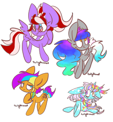 Size: 842x906 | Tagged: safe, artist:twilightcomet, oc, oc only, oc:autumn equinox, oc:flicker flash, oc:ruby perl, species:bat pony, species:earth pony, species:pegasus, species:pony, g4, bat pony oc, bat wings, bedroom eyes, earth pony oc, female, hooves to the chest, looking up, mare, pegasus oc, raised hoof, simple background, smiling, transparent background, wings