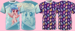 Size: 776x320 | Tagged: safe, artist:fannytastical, character:applejack, character:cozy glow, character:fluttershy, character:pinkie pie, character:rainbow dash, character:rarity, character:twilight sparkle, g4, clothing, female, golly, mane six, merchandise, shirt