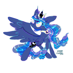 Size: 902x902 | Tagged: safe, artist:twilightcomet, character:princess luna, species:alicorn, species:pony, g4, female, jewelry, looking up, mare, peytral, raised hoof, signature, simple background, solo, tiara, transparent background