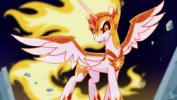 Size: 1920x1080 | Tagged: safe, artist:whitequartztheartist, character:daybreaker, character:princess celestia, species:alicorn, species:pony, g4, female, mare, solo
