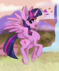 Size: 851x1024 | Tagged: safe, artist:siripim111, character:twilight sparkle, character:twilight sparkle (alicorn), species:alicorn, species:pony, g4, chest fluff, cute, ear fluff, female, leg fluff, looking at you, mare, open mouth, profile, solo, twiabetes