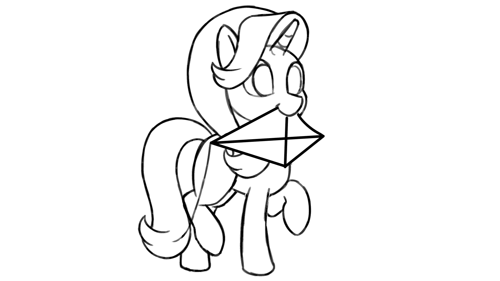 Size: 1920x1080 | Tagged: safe, artist:whitequartztheartist, character:starlight glimmer, species:pony, species:unicorn, g4, animated, blinking, cute, female, gif, glimmerbetes, grayscale, kite, monochrome, mouth hold, simple background, solo, that pony sure does love kites, white background