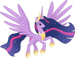 Size: 6000x4641 | Tagged: safe, artist:negatif22, character:twilight sparkle, character:twilight sparkle (alicorn), species:alicorn, species:pony, episode:the last problem, g4, my little pony: friendship is magic, .svg available, absurd resolution, female, flying, lidded eyes, looking at you, mare, princess twilight 2.0, simple background, solo, spread wings, transparent background, vector, wings