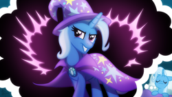 Size: 1920x1080 | Tagged: safe, artist:whitequartztheartist, character:trixie, species:pony, species:unicorn, g4, dream, eyes closed, great and powerful, magic, magician, sleeping, solo, thought bubble