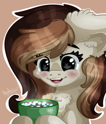 Size: 1800x2100 | Tagged: safe, artist:kindny-chan, oc, species:pony, g4, coffee, female, food, mare, marshmallow, solo