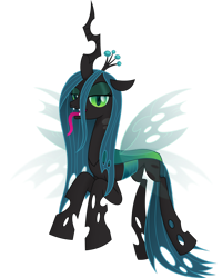 Size: 1280x1603 | Tagged: safe, artist:negatif22, character:queen chrysalis, species:changeling, g4, .svg available, changeling queen, female, lidded eyes, looking at you, open mouth, simple background, solo, tongue out, transparent background, vector, wings