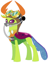 Size: 432x556 | Tagged: safe, artist:hubfanlover678, character:thorax, species:changedling, species:changeling, species:reformed changeling, g4, aviator goggles, aviator hat, clothing, gas mask, goggles, hat, headset, mask, simple background, solo, white background