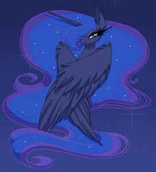 Size: 1080x1186 | Tagged: safe, artist:shycookieq, artist:spirit-fire360, character:princess luna, species:alicorn, species:pony, g4, collaboration, praise the moon, solo, wings, wings down