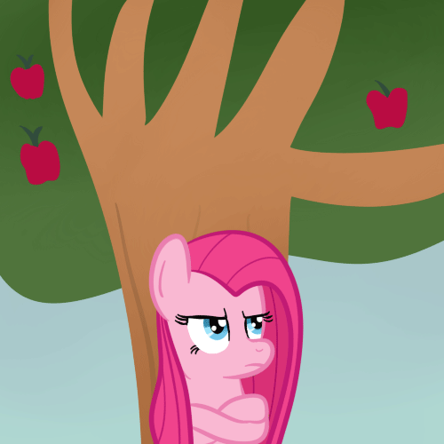 Size: 500x500 | Tagged: safe, artist:smile, character:pinkamena diane pie, character:pinkie pie, episode:magical mystery cure, g4, my little pony: friendship is magic, animated, apple, female