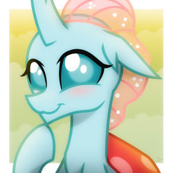 Size: 2048x2048 | Tagged: safe, artist:whitequartztheartist, character:ocellus, species:changedling, species:changeling, species:reformed changeling, g4, blushing, bust, cute, diaocelles, female, portrait, solo