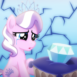 Size: 2048x2048 | Tagged: safe, artist:whitequartztheartist, character:diamond tiara, species:earth pony, species:pony, episode:crusaders of the lost mark, g4, my little pony: friendship is magic, crying, diamond, jewelry, solo, the pony i want to be, tiara