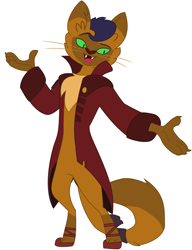 Size: 3582x4671 | Tagged: safe, artist:hubfanlover678, character:capper dapperpaws, species:abyssinian, species:anthro, g4, ballet slippers, clothing, coat, male, simple background, solo, white background