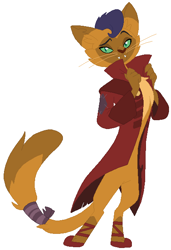 Size: 424x620 | Tagged: safe, artist:hubfanlover678, character:capper dapperpaws, species:abyssinian, species:anthro, g4, ballet slippers, clothing, coat, male, simple background, solo, white background