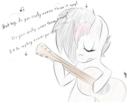 Size: 1000x800 | Tagged: safe, artist:icywindthepony, oc, oc:miss eri, g4, playing guitar, singing, solo, song reference