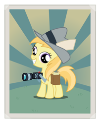 Size: 4000x4907 | Tagged: safe, artist:lumorn, character:noi, episode:ponyville confidential, g4, my little pony: friendship is magic, camera, clothing, female, filly, hat, poster, reporter, solo