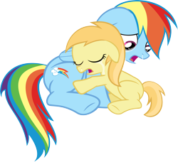 Size: 4000x3642 | Tagged: safe, artist:lumorn, character:noi, character:rainbow dash, crying, hug, simple background, transparent background, vector