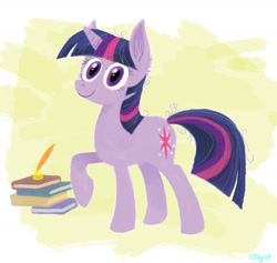 Size: 1965x1859 | Tagged: safe, artist:graystripe64, character:twilight sparkle, book, female, quill, solo