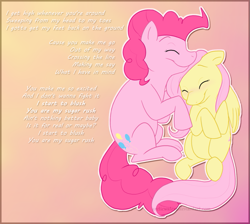 Size: 945x846 | Tagged: safe, artist:arcticwaters, character:fluttershy, character:pinkie pie, ship:flutterpie, nuzzling, shipping