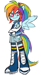Size: 500x903 | Tagged: safe, artist:kunaike, character:rainbow dash, my little pony:equestria girls, female, ponied up, redesign, solo