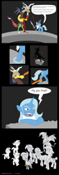 Size: 840x2474 | Tagged: safe, artist:philith, character:discord, character:featherweight, character:gilda, character:pipsqueak, character:snails, character:snips, character:trixie, species:griffon, balrog, comic, comic sans, lord of the rings, parody, text